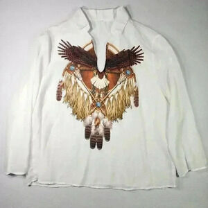 Unbranded Women's Top Tunic Native Boho 5X Dreamcatcher Eagle Long‎ Sleeve